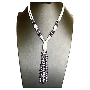 JAY KING DRT Rose Quartz, Amethyst Tassel Necklace 24". Sterling Silver stamped